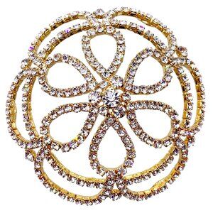 Rhinestone & Gold Tone Hair Bun Nest Cover Wedding Ballet Dance Gymnastics